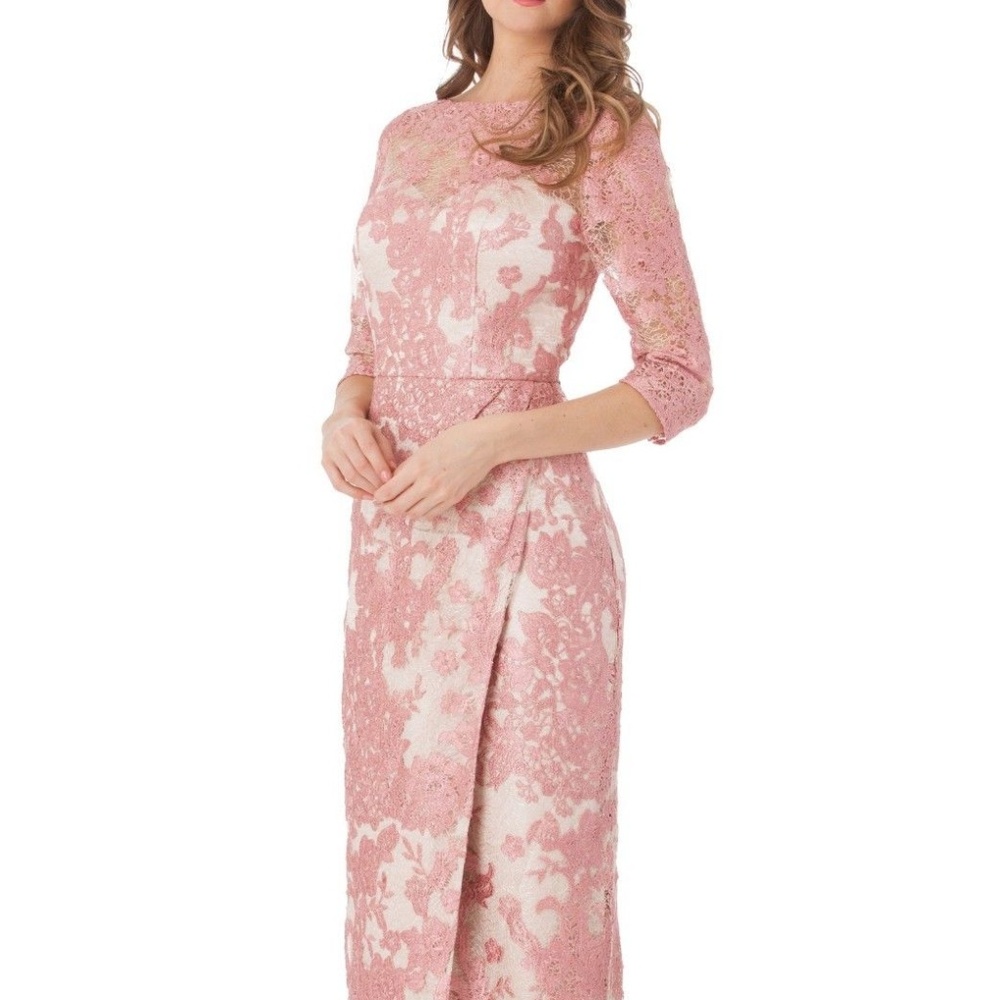 JS Collections Embroidered Lace Bateau Neck Sheath - Picture 3 of 6